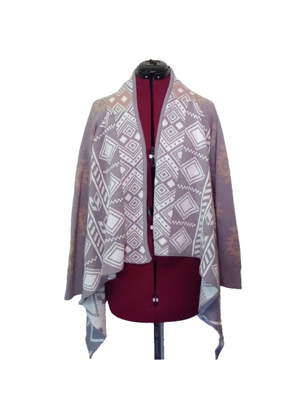 Charlotte Russe Cardigan Sweater Womens Medium Southwestern Aztec Open Waterfall